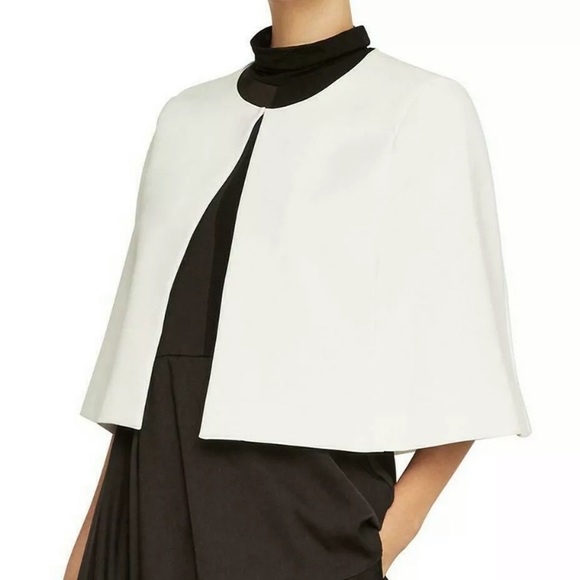 NWT BCBGMAXAZRIA CREPE CROP CAPELET CAPE JACKET - Picture 3 of 5